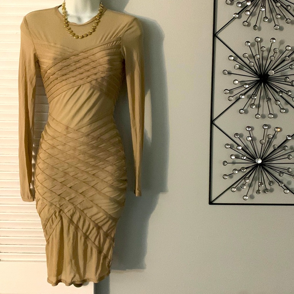 House of CB Bodycon Dress. Tan. Size Small.